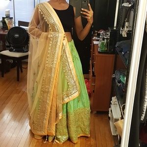 New silk lehenga with gota patti hand embroidery (Blouse shown in pictures)